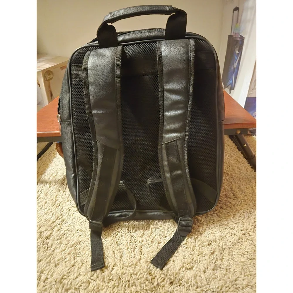 Wyndham Vacation Resorts‎ Black Faux Leather Travel Backpack Business Laptop Bag